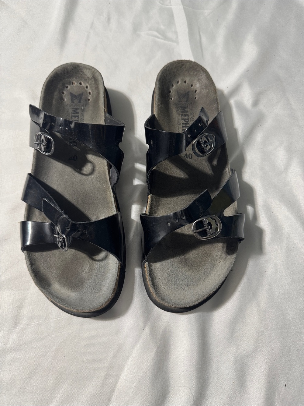 Mephisto Black Leather Sandals EU 40 US 9 Boho Comfort Casual Minimalist